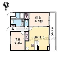 エスポワール4 2LDKの間取図画像