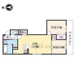 GRAA?北浜 2LDKの間取図画像