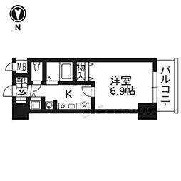ライジングコート京都西院フロンティア2 1Kの間取図画像
