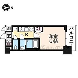 プレサンスTHEKYOTO東福寺EAST 1Kの間取図画像