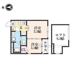ハーモニーテラス稲荷悠園 2Kの間取図画像