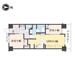 ファインレジデンス京都五条通 2LDKの間取図画像