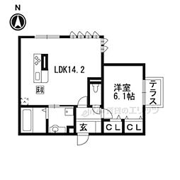 CrossRoad 1LDKの間取図画像