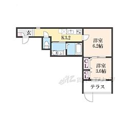 仮)GRACIAS COURT山科II 2Kの間取図画像
