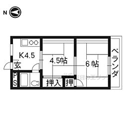 望月コーポ 2Kの間取図画像