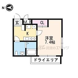 レジデンス西小路小米町 1Kの間取図画像