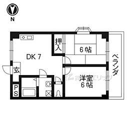 ローズハイム 2DKの間取図画像