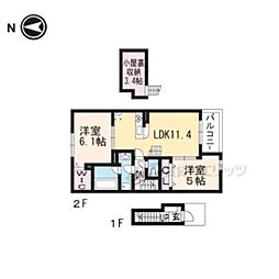 ラルーチェ 2LDKの間取図画像