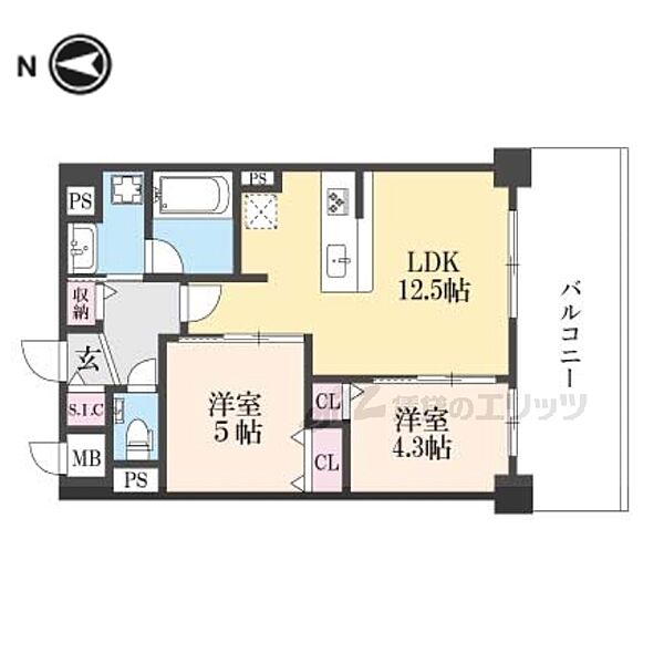 クオリア京都東山 302｜京都府京都市東山区三条通白川橋東入五軒町(賃貸マンション2LDK・3階・51.74㎡)の写真 その2