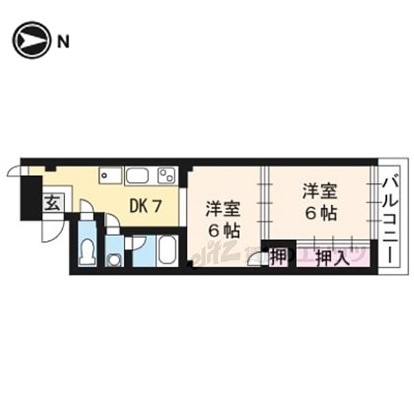 三条マンション 402｜京都府京都市中京区壬生馬場町(賃貸マンション2DK・4階・39.77㎡)の写真 その2