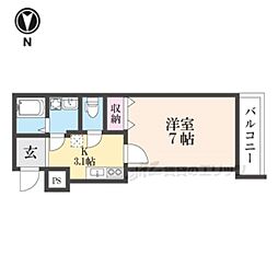 JR山陰本線 花園駅 徒歩4分の賃貸アパート 1階1Kの間取り