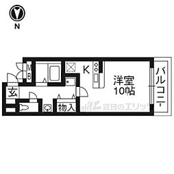 アライブ富小路 2階1Kの間取り
