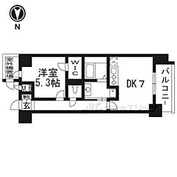 エスリード京都梅小路 6階1DKの間取り