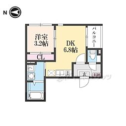 JR山陰本線 花園駅 徒歩8分の賃貸アパート 2階1DKの間取り