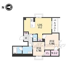 京都地下鉄東西線 西大路御池駅 徒歩4分の賃貸マンション 2階2LDKの間取り