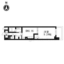 JR東海道・山陽本線 西大路駅 徒歩3分の賃貸マンション 5階1DKの間取り