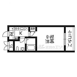 グランドパレス西院　西館 6階1Kの間取り