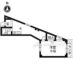 京都地下鉄東西線 二条駅 徒歩8分の賃貸マンション 1階1DKの間取り
