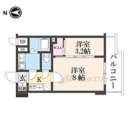 ASCLAIRE京都西院 5階2Kの間取り