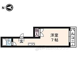 京福電気鉄道北野線 北野白梅町駅 徒歩17分の賃貸マンション 2階ワンルームの間取り