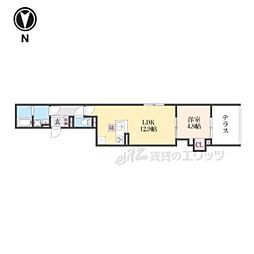 GRAMM丹波口 1階1LDKの間取り