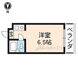 京都地下鉄東西線 西大路御池駅 徒歩5分の賃貸マンション 4階ワンルームの間取り