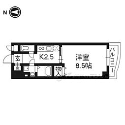 阪急京都本線 西京極駅 徒歩9分の賃貸マンション 2階1Kの間取り