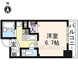 JR山陰本線 二条駅 徒歩10分の賃貸マンション 6階1Kの間取り