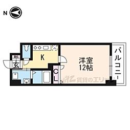 京都地下鉄東西線 西大路御池駅 徒歩4分の賃貸マンション 3階1Kの間取り