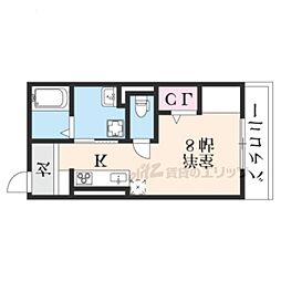 エスポワール東山 2階1Kの間取り