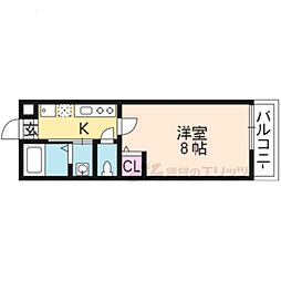 ウイング・ウッド東山 1階1Kの間取り