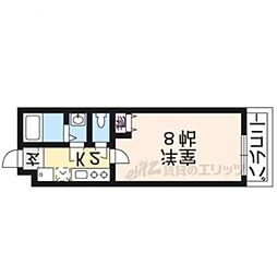 京都地下鉄東西線 二条駅 徒歩15分の賃貸マンション 2階1Kの間取り