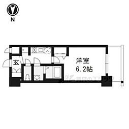 京都市営烏丸線 十条駅 徒歩5分の賃貸マンション 2階1Kの間取り