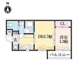 THE BRIGHT RESIDENCE 京都東寺 501 1階2Kの間取り