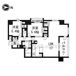 イーグルコート烏丸御池LE・CIEL 2LDKの間取図画像