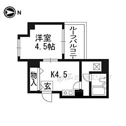 エスポワール西京極 1DKの間取図画像
