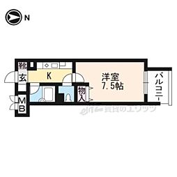 大晋メゾネ四条大宮 1Kの間取図画像
