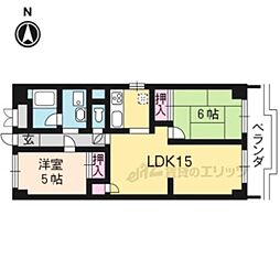シャトー西京極 2LDKの間取図画像