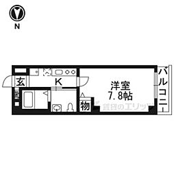 フラッティ京都十条 1Kの間取図画像