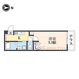 京都市右京区太秦野元町アパート 1Kの間取図画像