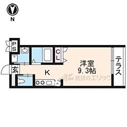 LaVita二条月光 1Kの間取図画像