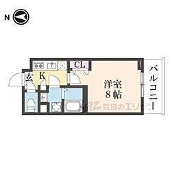 グランカーサ京都駅前 1Kの間取図画像