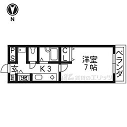 第一大宮ハイツ 1Kの間取図画像