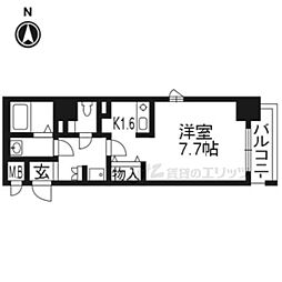 プレサンス京都四条堀川 1Kの間取図画像