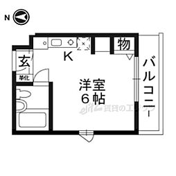 京都南ハウス ワンルームの間取図画像