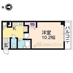 エムズ・ミニヨン下鴨 1Kの間取図画像