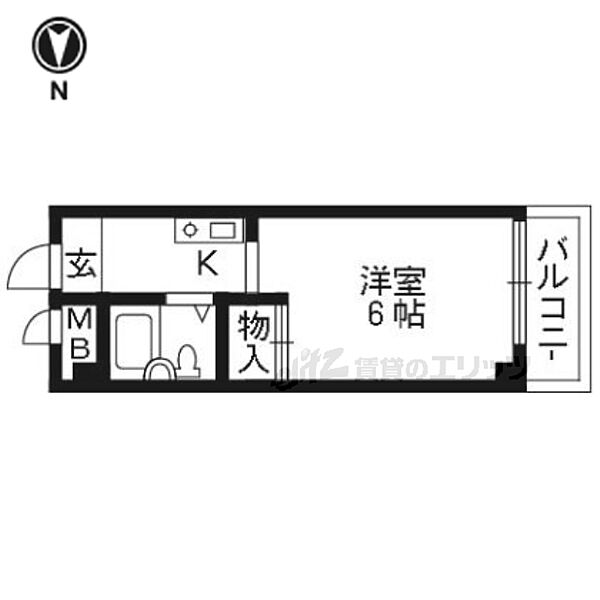 京都府京都市北区鷹峯旧土居町(賃貸マンション1K・4階・26.07㎡)の写真 その2