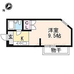 JR山陰本線 太秦駅 徒歩12分の賃貸マンション 4階1Kの間取り