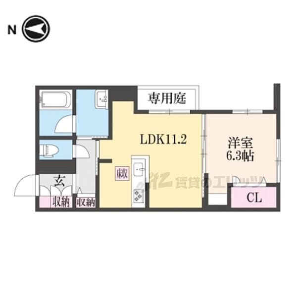 京都府京都市下京区西七条石井町(賃貸マンション1LDK・1階・44.93㎡)の写真 その2