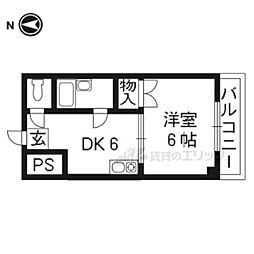 ル・シェール西院 1DKの間取図画像
